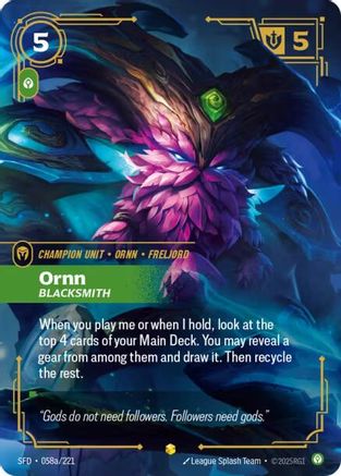 Ornn - Blacksmith (Alternate Art) (058a/221) - Spiritforged Foil-1