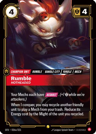 Rumble - Hotheaded (Alternate Art) (026a/221) - Spiritforged Foil-1