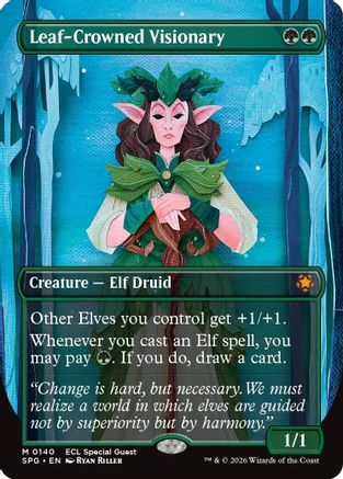 Leaf-Crowned Visionary (Borderless) [Lorwyn Eclipsed Special Guests]-1