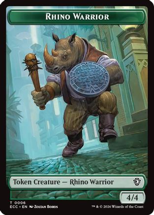 Rhino Warrior // Elemental (0009) Double-Sided Token (ECC-6 // 9) - Commander: Lorwyn Eclipsed-1