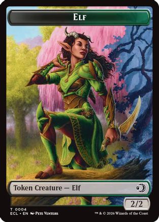 Elf // Treasure Double-Sided Token (ECL-4 // 10) - Lorwyn Eclipsed Foil-1