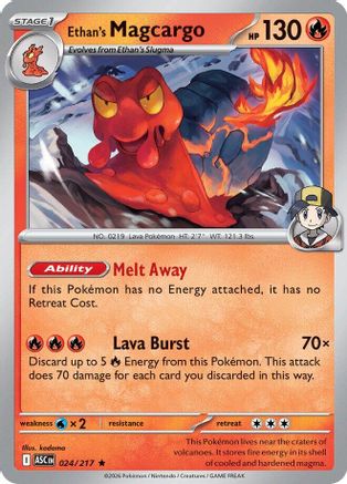 Ethan's Magcargo 024/217  - Reverse Holofoil ME Ascended Heroes - Rare-1