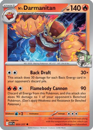 N's Darmanitan 033  - Reverse Holofoil ME Ascended Heroes - Uncommon-1
