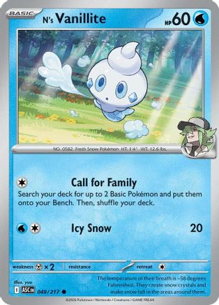 N's Vanillite 049  - Reverse Holofoil ME Ascended Heroes - Common-1