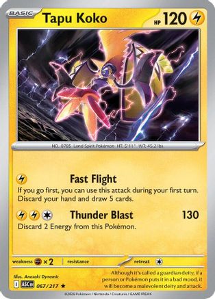 Tapu Koko 067  - Reverse Holofoil ME Ascended Heroes - Rare-1