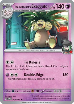 Team Rocket's  exeggutor 078  - Reverse Holofoil ME Ascended Heroes - Rare-1