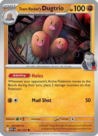 Team Rocket's Dugtrio 101/217  - Reverse Holofoil ME Ascended Heroes - Uncommon-1