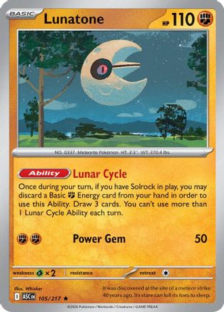 Lunatone 105  - Holofoil ME Ascended Heroes - Rare-1