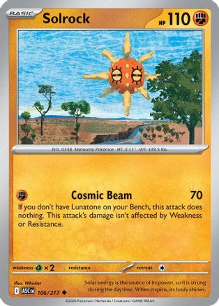 Solrock 106  - Reverse Holofoil ME Ascended Heroes - Uncommon-1