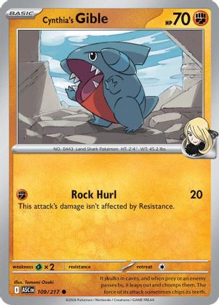 Cynthia's Gible 109  - Reverse Holofoil ME Ascended Heroes - Common-1