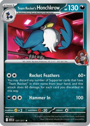 Team Rocket's Honchkrow 127  - Holofoil ME Ascended Heroes - Rare-1