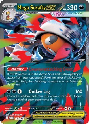 Mega Scrafty ex 135/217  - Holofoil ME Ascended Heroes - Double Rare-1