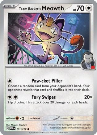 Team Rocket's Meowth 161  - Reverse Holofoil ME Ascended Heroes - Common-1