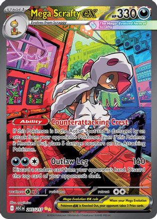 Mega Scrafty ex 285/217  - Holofoil ME Ascended Heroes - Special Illustration Rare-1