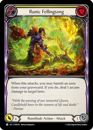 Runic Fellingsong (Yellow) (PEN101) - Compendium of Rathe Rainbow Foil-1