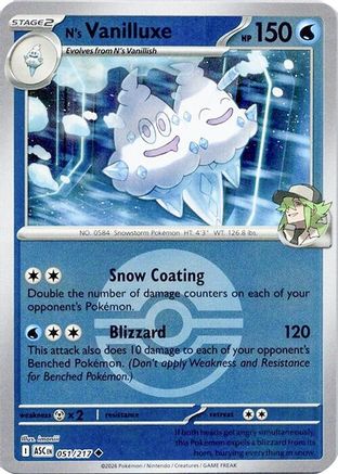 N's Vanilluxe (Poke Ball) 051  - Reverse Holofoil ME Ascended Heroes - Uncommon-1