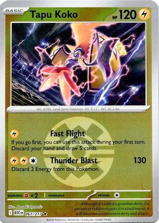 Tapu Koko (Quick Ball) 067  - Reverse Holofoil ME Ascended Heroes - Rare-1