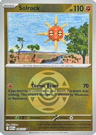Solrock (Dusk Ball) 106  - Reverse Holofoil ME Ascended Heroes - Uncommon-1