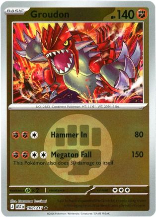 Groudon (Energy Symbol Pattern) 108  - Reverse Holofoil ME Ascended Heroes - Rare-1