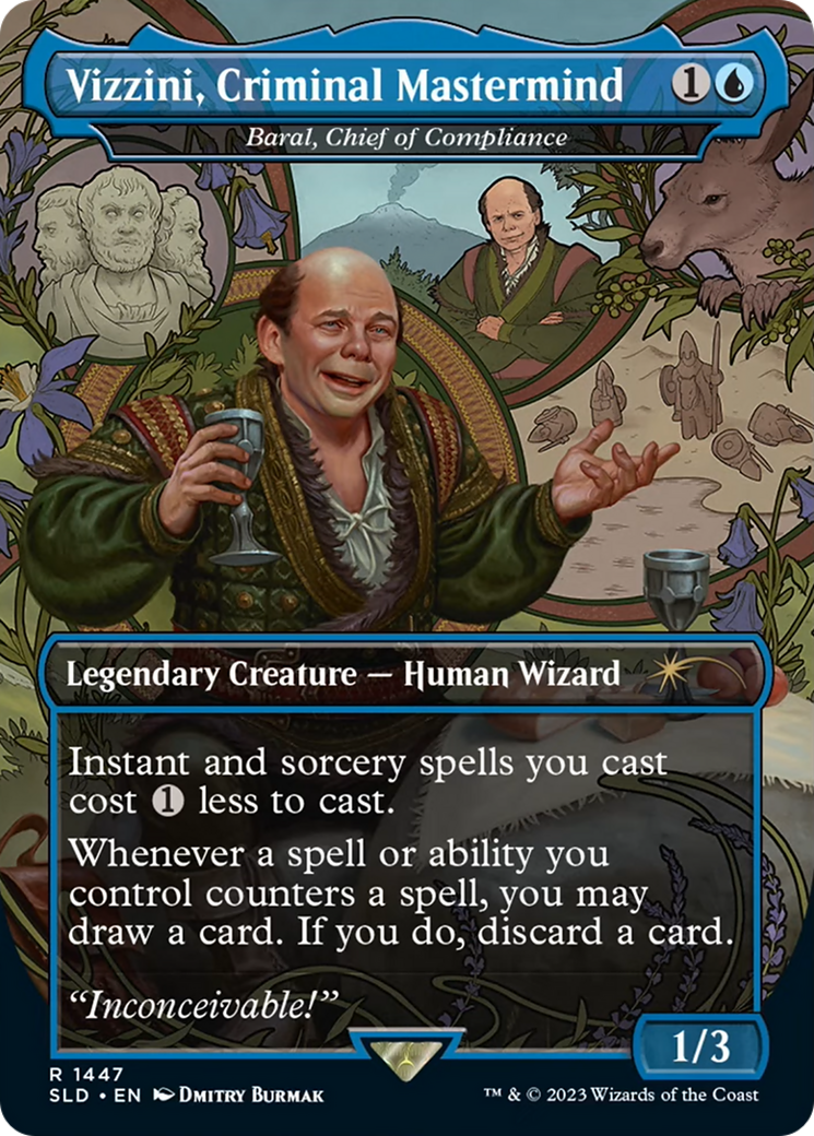 Vizzini, Criminal Mastermind - Baral, Chief of Compliance (SLD-1447) - Secret Lair Drop / Vizzini, Criminal Mastermind (Borderless)-1