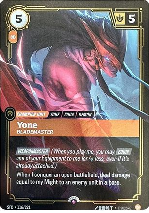 Yone - Blademaster (116/221) - Riftbound Organized Play Promotional Cards-1