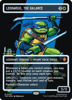 Leonardo, the Balance (0083) (Borderless) (Surge Foil) [Teenage Mutant Ninja Turtles Commander]-1