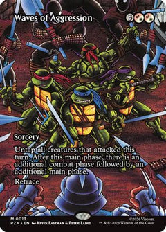 Waves of Aggression (Borderless) (PZA-013) - Teenage Mutant Ninja Turtles Eternal-Legal Foil-1