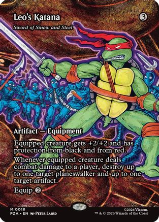 Leo's Katana - Sword of Sinew and Steel (Borderless) (PZA-018) - Teenage Mutant Ninja Turtles Eternal-Legal Foil-1