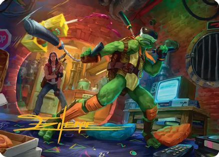 Michelangelo, Game Master Art Card (Gold-Stamped Signature) [Teenage Mutant Ninja Turtles Art Series]-1