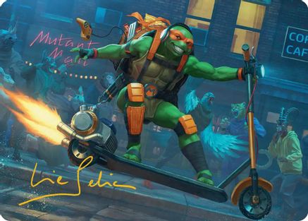 Michelangelo, On the Scene Art Card (Gold-Stamped Signature) [Teenage Mutant Ninja Turtles Art Series]-1