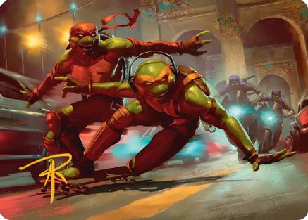 Raph & Mikey, Troublemakers Art Card (Gold-Stamped Signature) [Teenage Mutant Ninja Turtles Art Series]-1