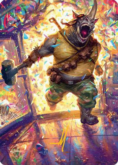 Rocksteady, Rowdy Rhino Art Card (Gold-Stamped Signature) [Teenage Mutant Ninja Turtles Art Series]-1