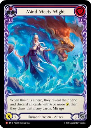 Mind Meets Might (Red) (Extended Art) (PEN128) - Compendium of Rathe Rainbow Foil-1
