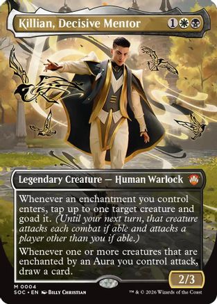 Killian, Decisive Mentor (Borderless) (SOC-004) - Commander: Secrets of Strixhaven Foil-1