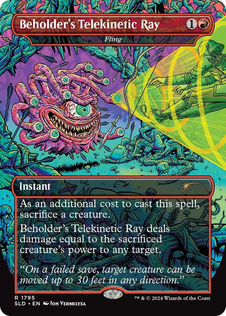 Fling (SLD-1795) - Secret Lair Drop / Beholder's Telekinetic Ray (Borderless) Foil-1