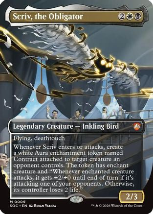 Scriv, the Obligator (Borderless) (SOC-009) - Commander: Secrets of Strixhaven Foil-1