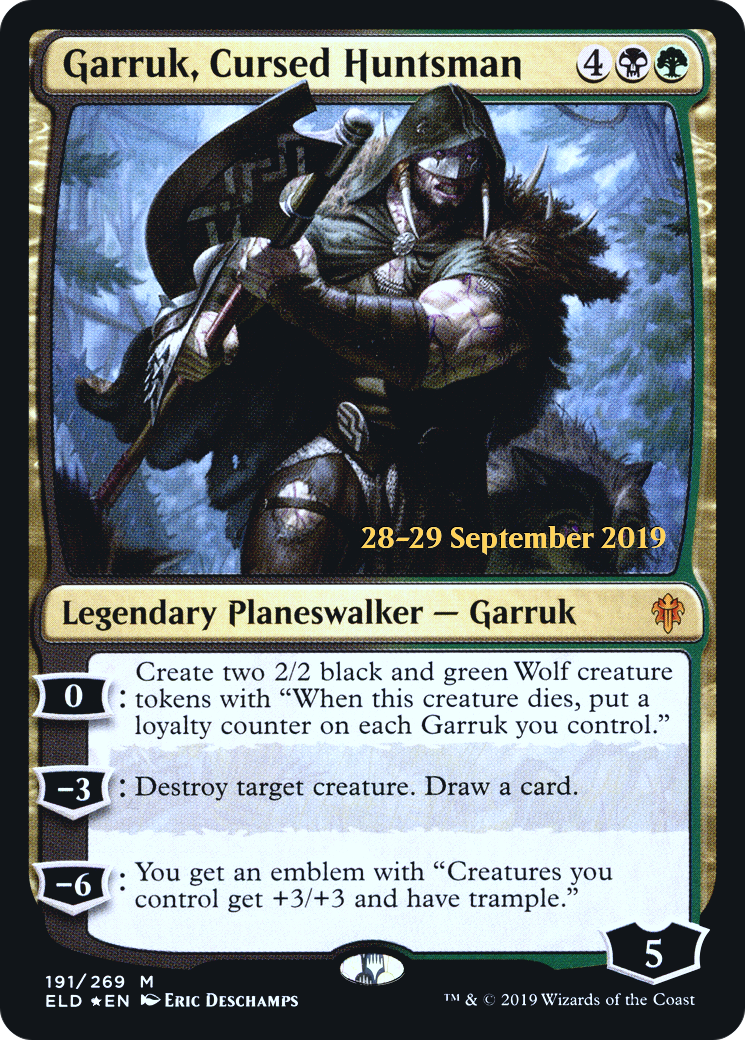 Garruk, Cursed Huntsman [Throne of Eldraine Prerelease Promos]-1