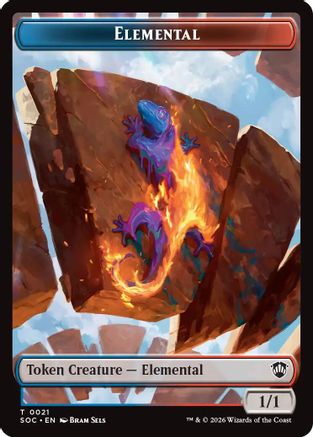 Elemental (0021) // Phyrexian Myr Double-Sided Token (SOC-21 // 8) - Commander: Secrets of Strixhaven-1