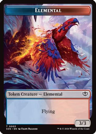 Elemental (0003) // Treasure Double-Sided Token (SOS-3 // 12) - Secrets of Strixhaven Foil-1