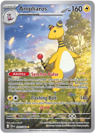 Ampharos 090/086  - Holofoil ME04 Chaos Rising - Illustration Rare-1