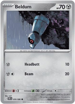 Beldum 059  - Reverse Holofoil ME04 Chaos Rising - Common-1