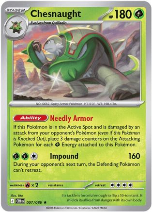 Chesnaught 007  - Holofoil ME04 Chaos Rising - Rare-1