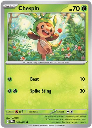 Chespin 005/086  - Reverse Holofoil ME04 Chaos Rising - Common-1