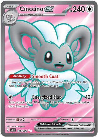 Cinccino ex 105/086  - Holofoil ME04 Chaos Rising - Ultra Rare-1