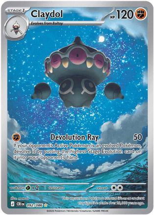 Claydol 092/086  - Holofoil ME04 Chaos Rising - Illustration Rare-1