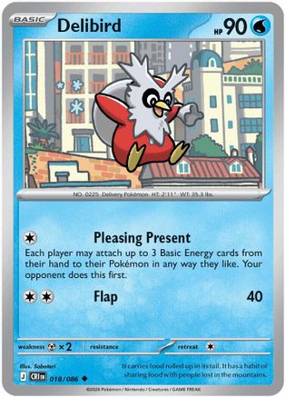 Delibird 018  - Reverse Holofoil ME04 Chaos Rising - Uncommon-1