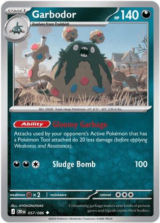 Garbodor 057  - Reverse Holofoil ME04 Chaos Rising - Uncommon-1