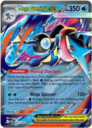 Mega Greninja ex 022/086  - Holofoil ME04 Chaos Rising - Double Rare-1