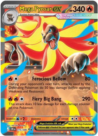 Mega Pyroar ex 015/086  - Holofoil ME04 Chaos Rising - Double Rare-1