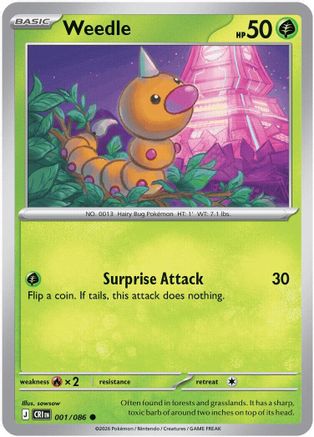 Weedle 001  - Reverse Holofoil ME04 Chaos Rising - Common-1